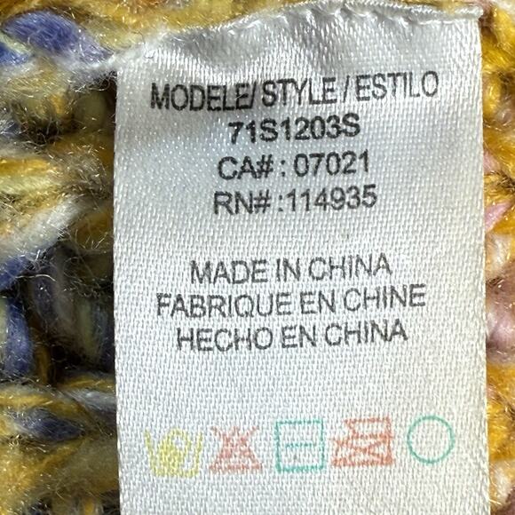Vtg RD Style Sweater Y2K Sz Small 42" Bust Rainbow Chunky Knit Cowl Neck Ribbed - Picture 10 of 10